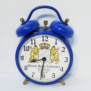Vintage Made In Germany Blue DOUBLE BELL Alarm Clock - *READ FULL DESCRIPTION*